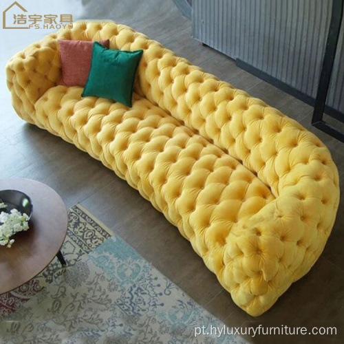 cor amarela sofá americano moderno chesterfield